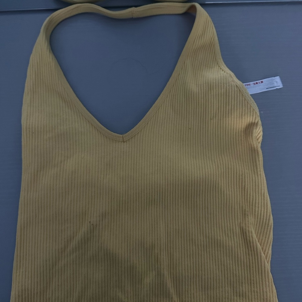 Yellow Ribbed Women's Top